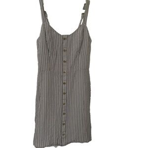 HOLLISTER Slip Dress Open Back Black White Pinstriped Small